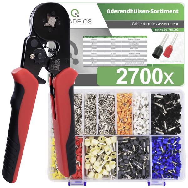 Quadrios 23T045 sada dutinek 0.5 mm², 0.75 mm², 1 mm², 1.5 mm², 2.5 mm², 4 mm², 6 mm², 10 mm² částečná izolace  1 sada