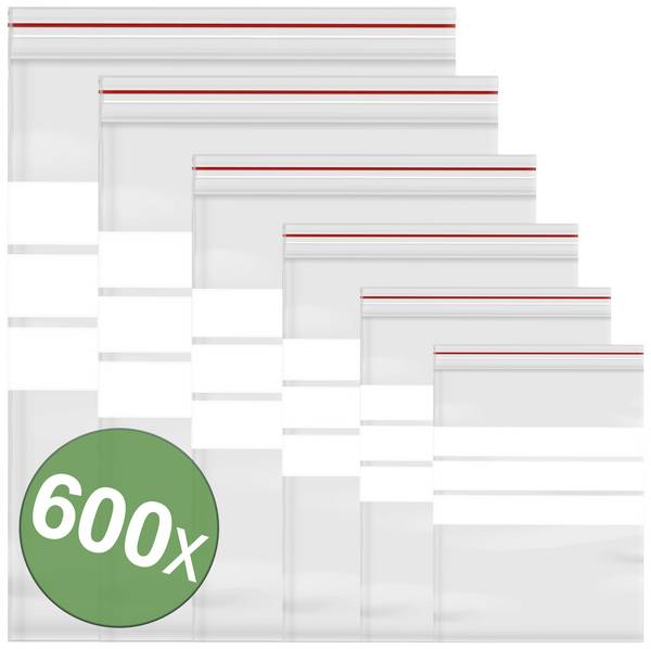uzavíratelný sáček s popisnými štítky transparentní polyetylén Bag 600 ks