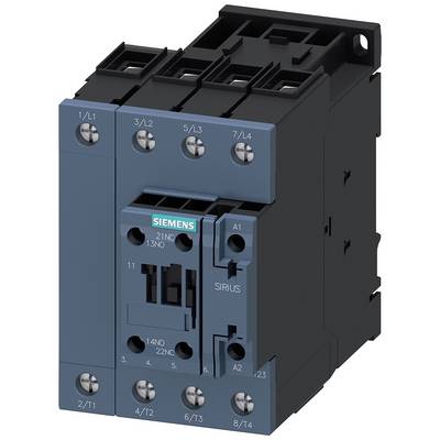 Elektrický stykač od Siemensu, modro-černé barvy s viditelnými kontaktními body, typicky používaný pro spínání vysokého napětí.