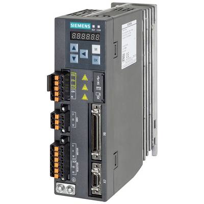 Siemens servopohon s displejem, ovládacími tlačítky a několika přípojkami. Zařízení pro průmyslové řídicí aplikace.
