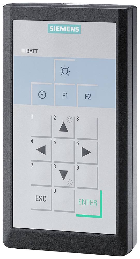 Černošedá klávesnice Siemens s klávesami pro funkce (F1, F2), navigaci (šipky) a příkazy (ESC, ENTER).