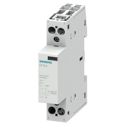 Šedo-bílý Siemens instalatér s popisy pro elektrické použití. Označený '5TT5 8', napětí 230V, frekvence 50-60Hz.