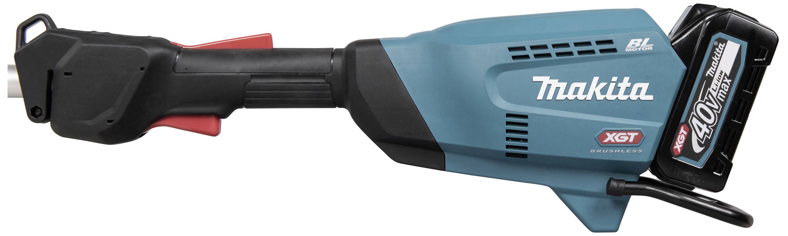 Bezdrátový elektrický nástroj s logem Makita, série XGT, vybavený 40V akumulátorem a ergonomickou rukojetí.
