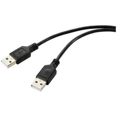 Černý USB kabel se dvěma konektory.