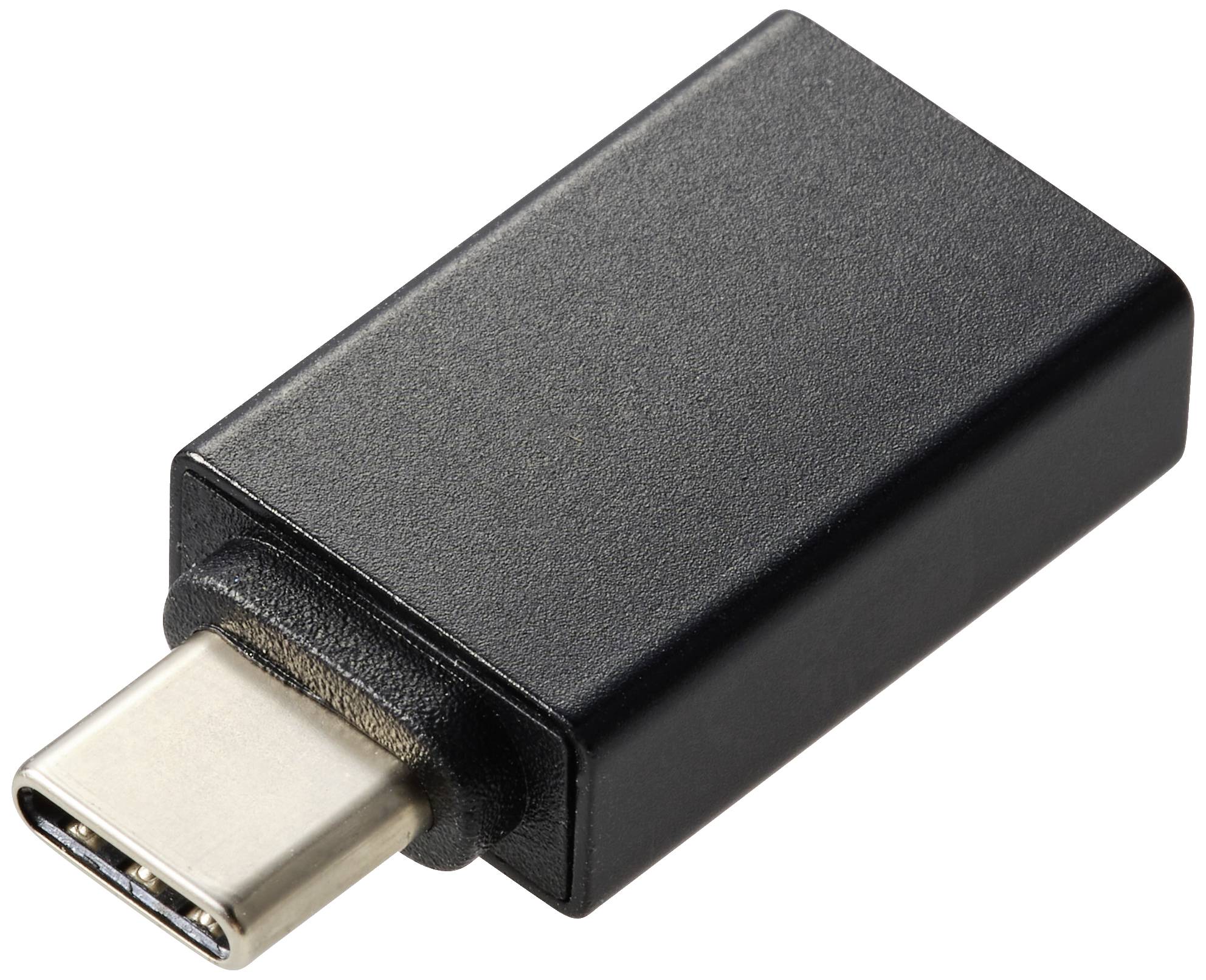 USB-C adaptér, černý kryt, kompaktní, určený pro připojení moderních zařízení ke starším portům, zlepšuje kompatibilitu.