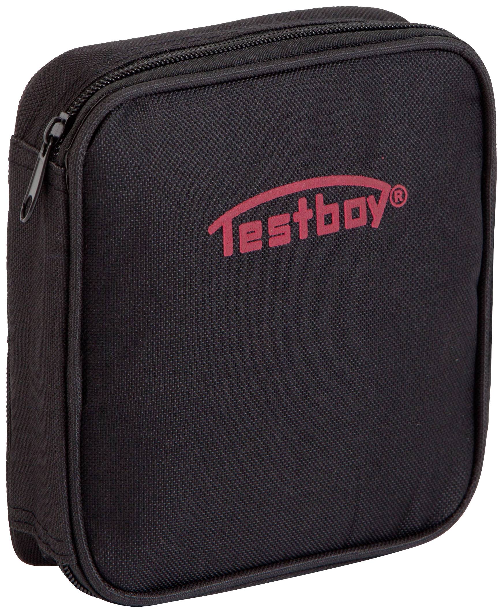 Černá přenosná taška Testboy se zipem, obdélníkového tvaru, vyrobená z odolného materiálu.
