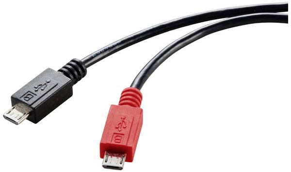 Renkforce USB kabel USB 2.0 USB Micro-B zástrčka, USB Micro-B zástrčka 0.30 m černá s funkcí OTG RF-5771772