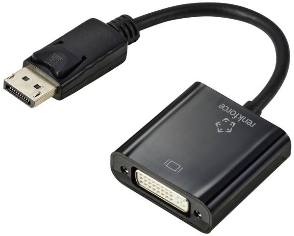 Renkforce RF-5771774 DisplayPort / DVI adaptér [1x zástrčka DisplayPort - 1x DVI zásuvka 24+5pólová] černá PVC plášť 15 cm