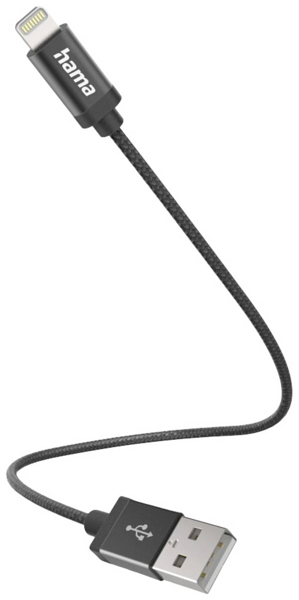 Hama Nabíjecí kabel USB USB 2.0 Apple Lightning konektor, USB-A zástrčka 0.20 m černá Textilní plášť 00201578