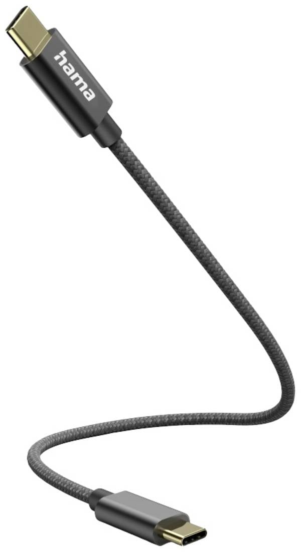 Hama Nabíjecí kabel USB USB 2.0 USB-C ® zástrčka, USB-C ® zástrčka 0.20 m černá Textilní plášť 00201604