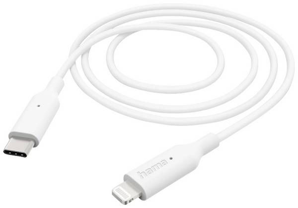 Hama Nabíjecí kabel USB  USB 2.0 Apple Lightning konektor, USB-C ® zástrčka 1.00 m bílá  00201598