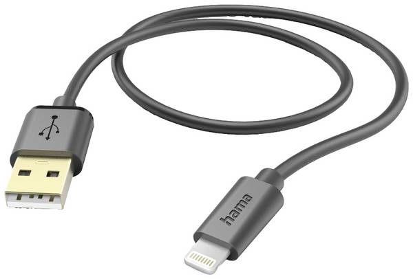 Hama Nabíjecí kabel USB USB 2.0 Apple Lightning konektor, USB-A zástrčka 1.50 m černá pozlacené kontakty 00201580