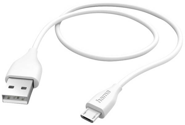 Hama Nabíjecí kabel USB  USB 2.0 USB-A zástrčka, USB Micro-B zástrčka 1.50 m bílá PVC plášť 00201587