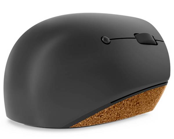 Lenovo Go Wireless Vertical optická ergonomická myš, přenos bezdrátový, 6 tlačítko, 2400 dpi, šedá, dřevo