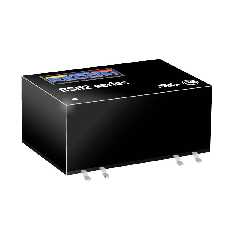 Černá elektronická součástka série 'RSK2' se třemi kovovými vývody.
