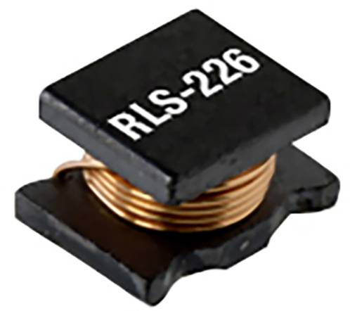 Malý elektronický induktor s nápisem 'RLS-226'. Má měděnou cívku a je čtvercového tvaru.