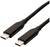 USB-C kabel se dvěma identickými konektory, který umožňuje rychlé nabíjení a přenos dat. Černý design, kompaktní tvar.