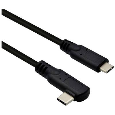 Dva černé USB-C kabely s lomením konektoru, vhodné pro připojení v těsných prostorech, zobrazené na bílém pozadí.