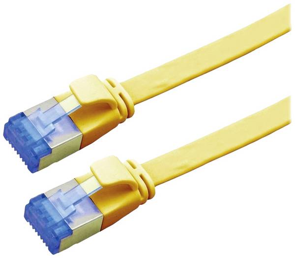 Value 21.99.2135 RJ45 síťové kabely, propojovací kabely CAT 6A F/UTP 5.00 m žlutá stíněný, plochý, pozlacené kontakty 1 ks