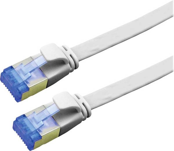 Value 21.99.2113 RJ45 síťové kabely, propojovací kabely CAT 6A F/UTP 3.00 m šedá stíněný, plochý, pozlacené kontakty 1 ks