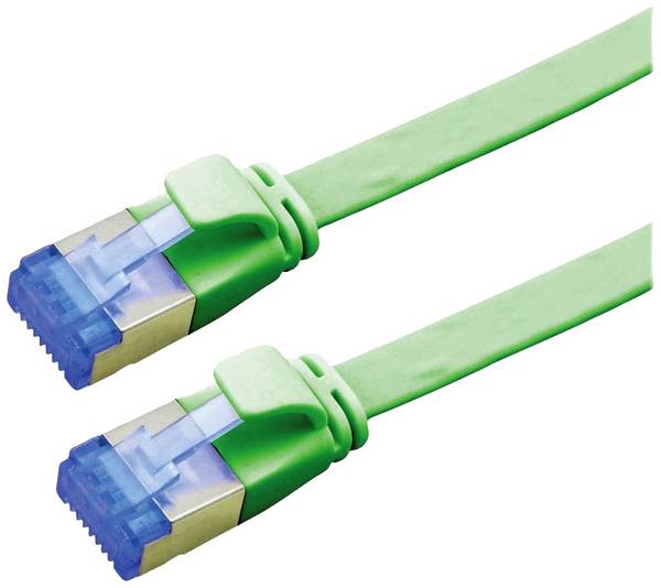 Value 21.99.2143 RJ45 síťové kabely, propojovací kabely CAT 6A F/UTP 3.00 m zelená stíněný, plochý, pozlacené kontakty 1 ks