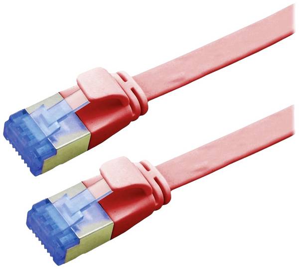 Value 21.99.2125 RJ45 síťové kabely, propojovací kabely CAT 6A F/UTP 5.00 m červená (jasná) stíněný, plochý, pozlacené kontakty 1 ks