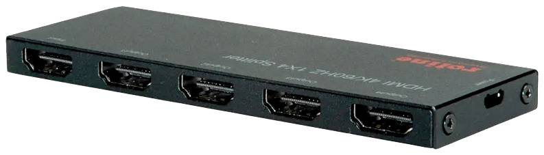 Černý HDMI rozbočovač s pěti HDMI výstupy, vhodný pro distribuci HDMI signálu na několik displejů.