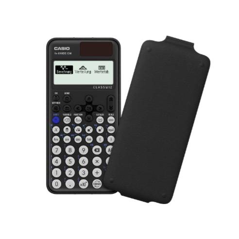 Vědecký kapesní kalkulátor značky Casio s displejem, klávesnicí a odnímatelným krytem.