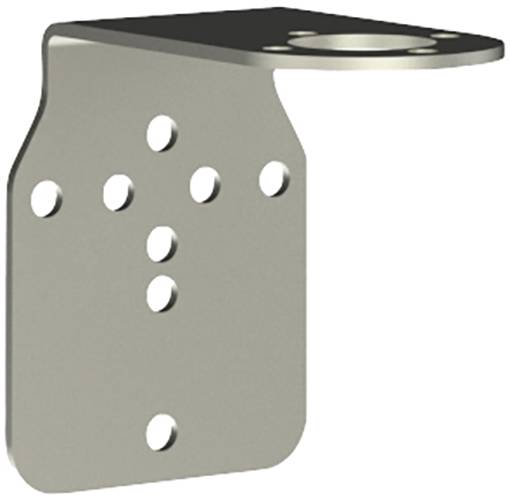 Kovový úhlový spoj s více otvory pro upevnění, který má tvar písmene L, používaný ve stavebních projektech pro zajištění stability.