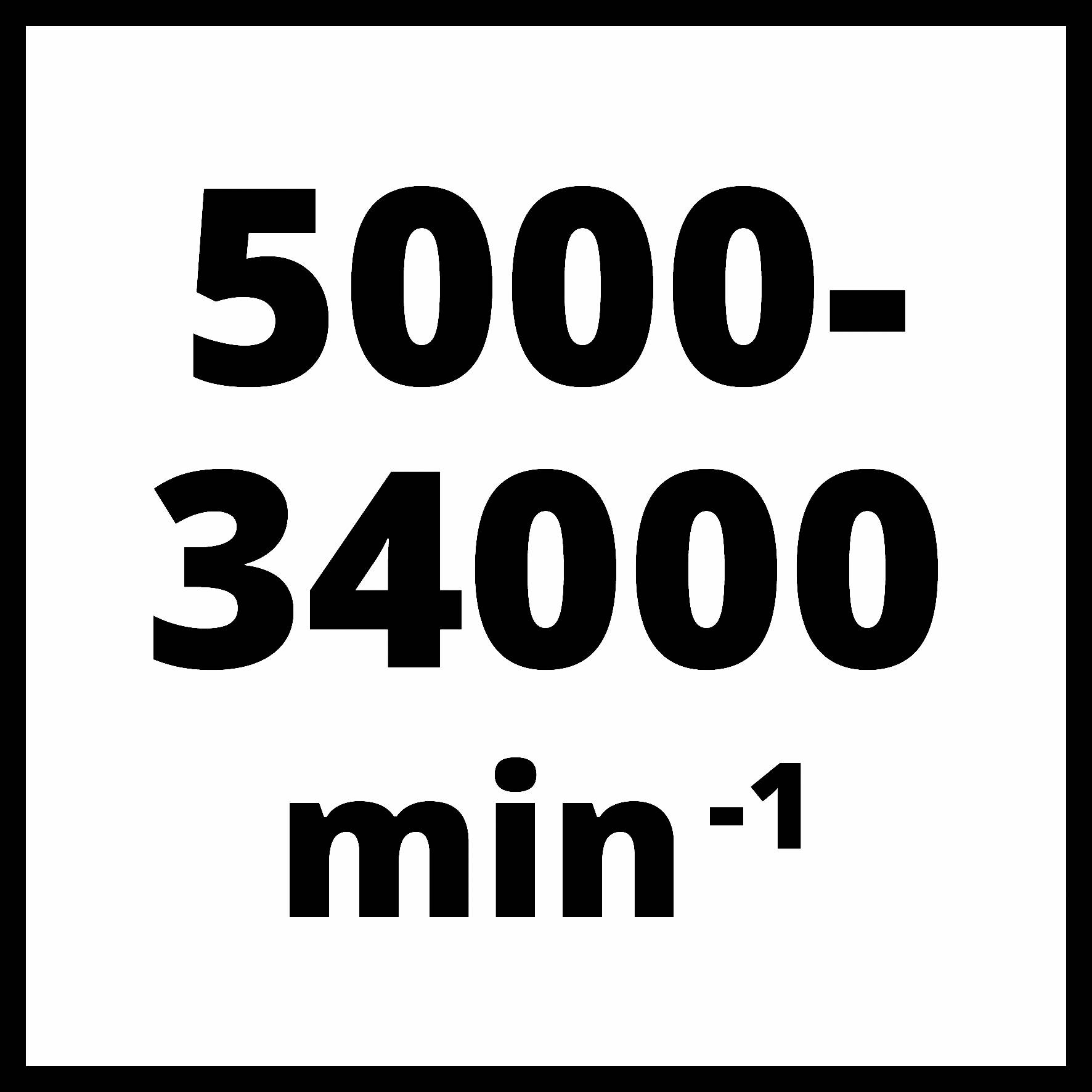 '5000-34000 min⁻¹' černým písmem na bílém pozadí.