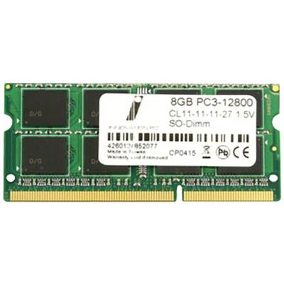 8GB paměťový modul PC3-12800 SO-DIMM RAM s technickými specifikacemi: CL11, 1,5V, sériovým číslem a typickými výrobními označeními.