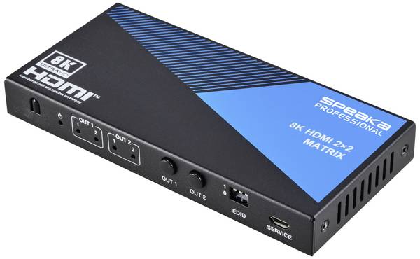 SpeaKa Professional SP-11571776 2 + 2 port HDMI matrix přepínač UHD 7680 x 4320 Pixel černá