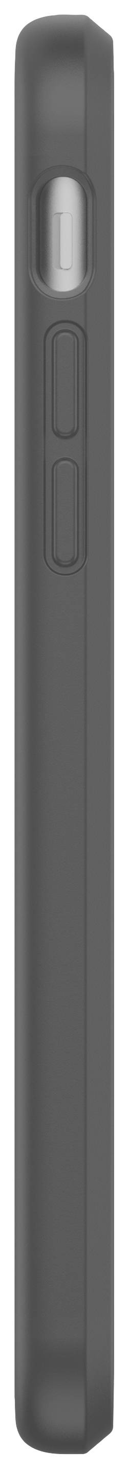 Úzký černý obal na smartphone nebo tablet pohledem z boku, který ukazuje výřezy pro ovládání hlasitosti a připojení.