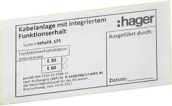 Hager LFSFE Fuknci popisující štítek   2 ks