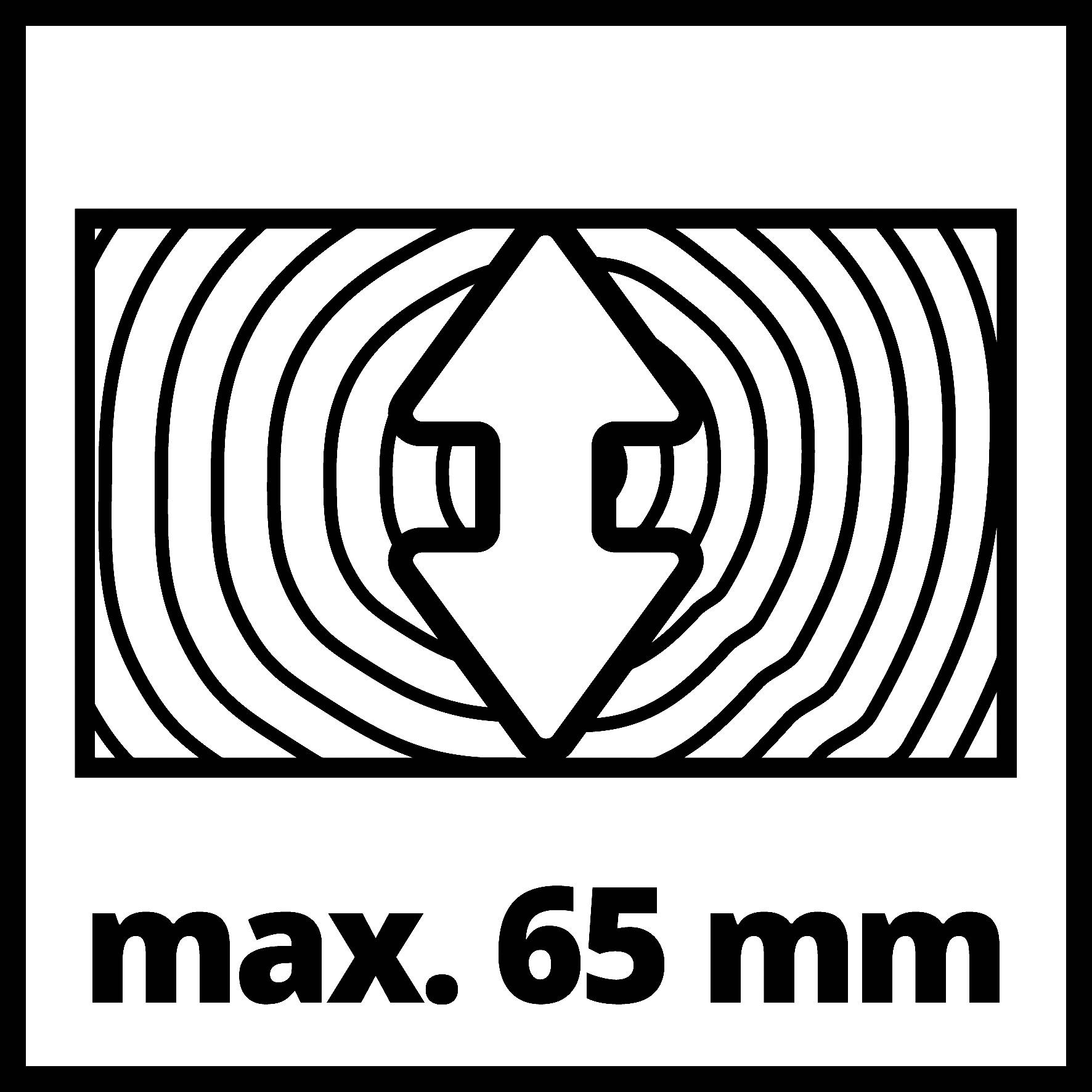 Symbol: Dřevěný vzor s dvojitou šipkou. Maximální šířka 65 mm.