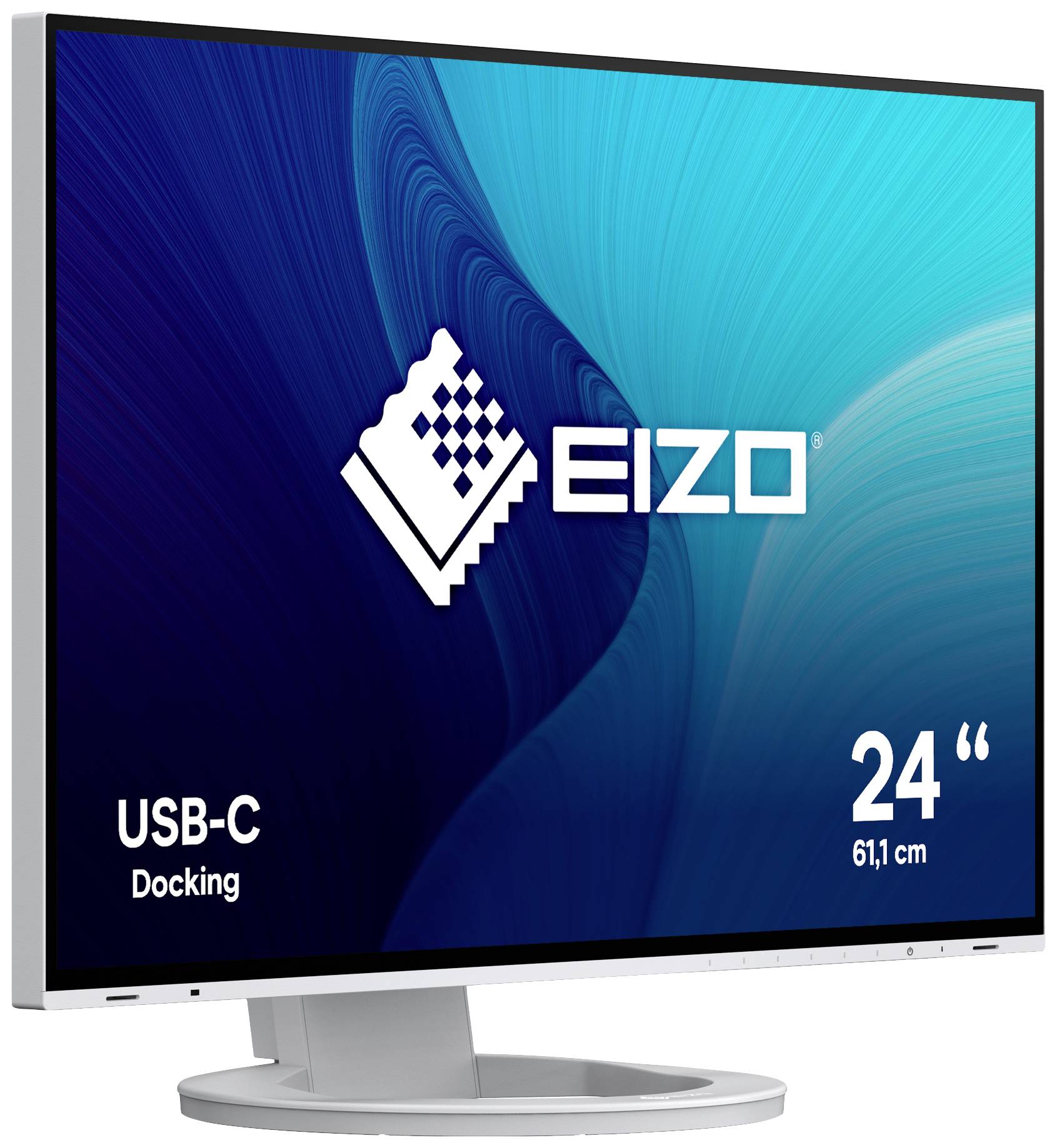 Monitor značky Eizo s úhlopříčkou 24 palců (61,1 cm). Podporuje USB-C docking.