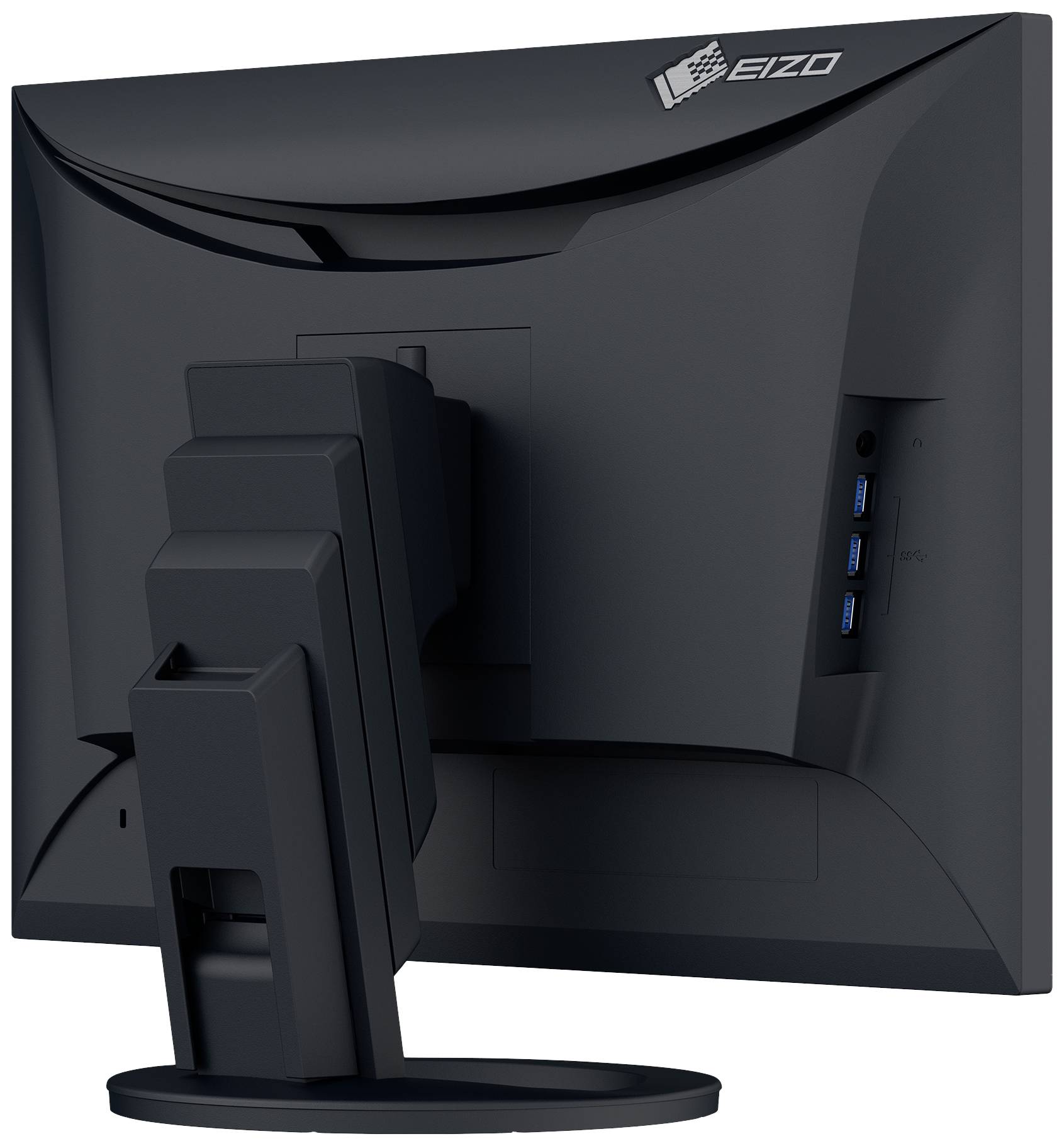 Zadní strana monitoru Eizo s několika USB porty na pravé straně a stabilní podstavou.
