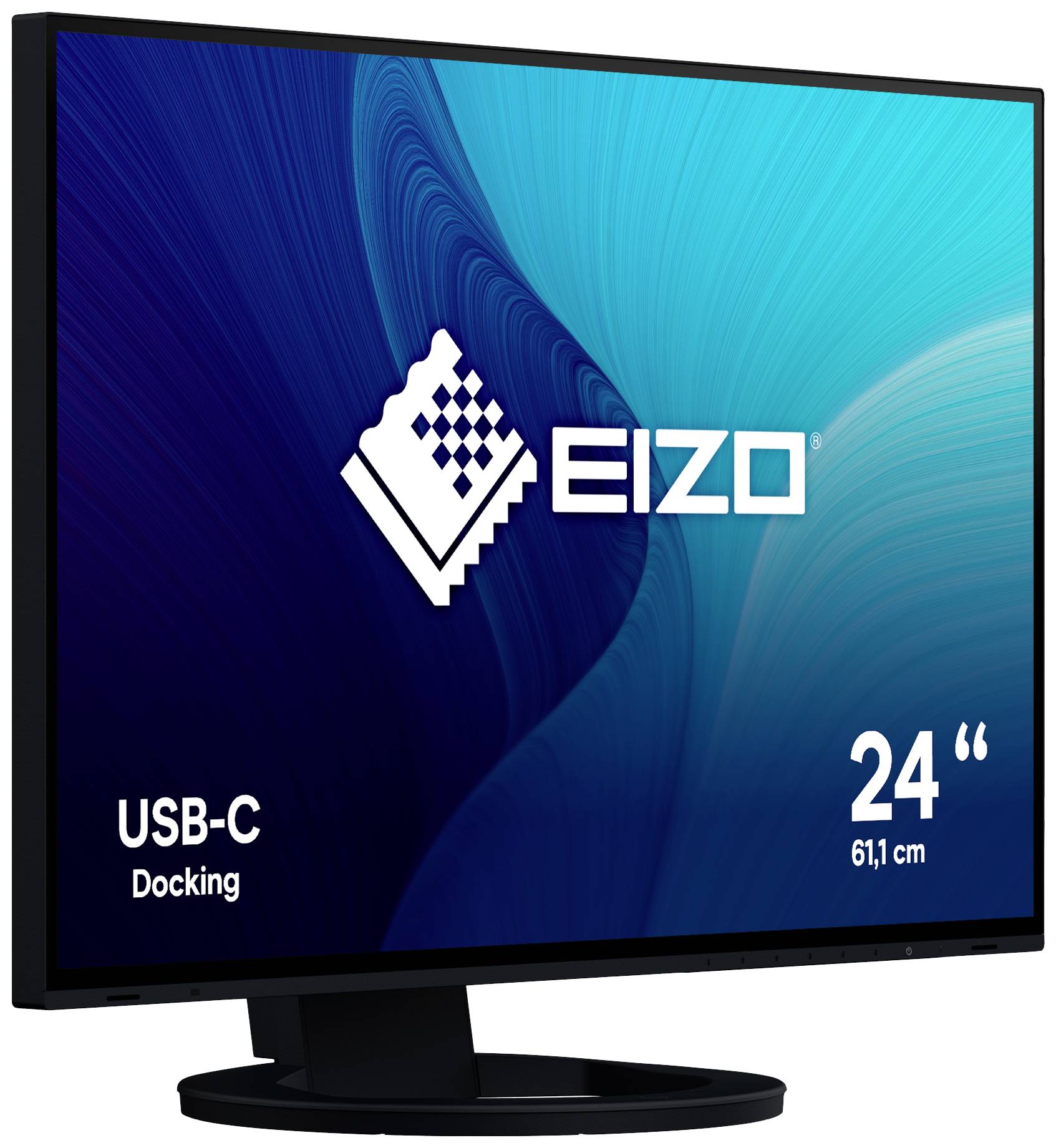 Monitor značky EIZO s 24palcovou obrazovkou, dokovací stanicí USB-C.