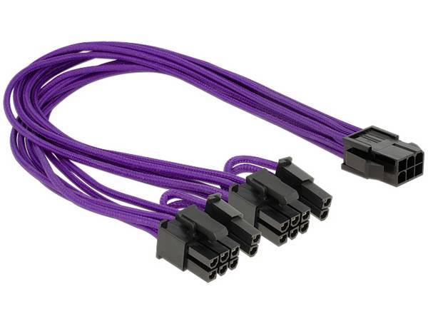 Delock napájecí kabel  0.3 m černá, fialová