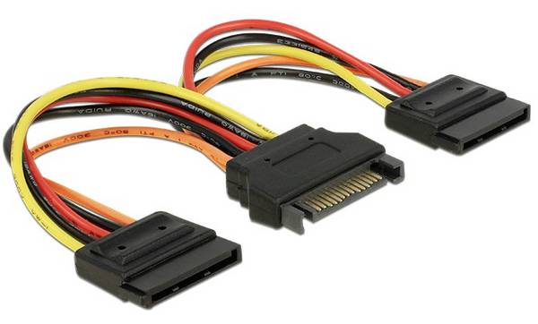 Delock napájecí kabel [1x  - 2x ] 0.15 m černá, oranžová, červená, žlutá