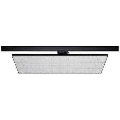 LED panel s četnými, pravidelně rozmístěnými LED světelnými body na obdélníkové ploše, upevněný na černém držáku.