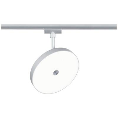 Stříbrný stropní LED reflektor v moderním designu, kruhový světelný panel, nastavitelný pro cílené osvětlení.