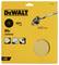 Žlutý obal DeWalt pro brusný papír se zrnitostí 80, vhodný pro Festool a Flex, obsahuje 10 kusů o průměru 225 mm.