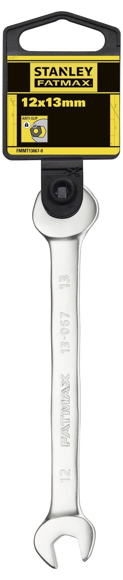 Stranový klíč Stanley Fatmax, typ 12x13 mm. Vhodný pro šestihranné šrouby, nepostradatelný v sadě nářadí.