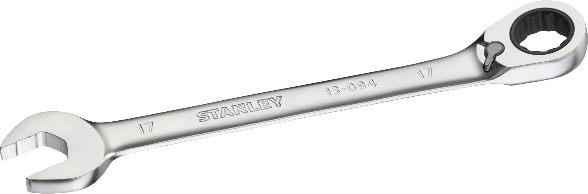 Nastavitelný stavitelný klíč z kovu s nápisem 'Stanley 13-094'. Vhodný pro povolování nebo utahování matic a šroubů.