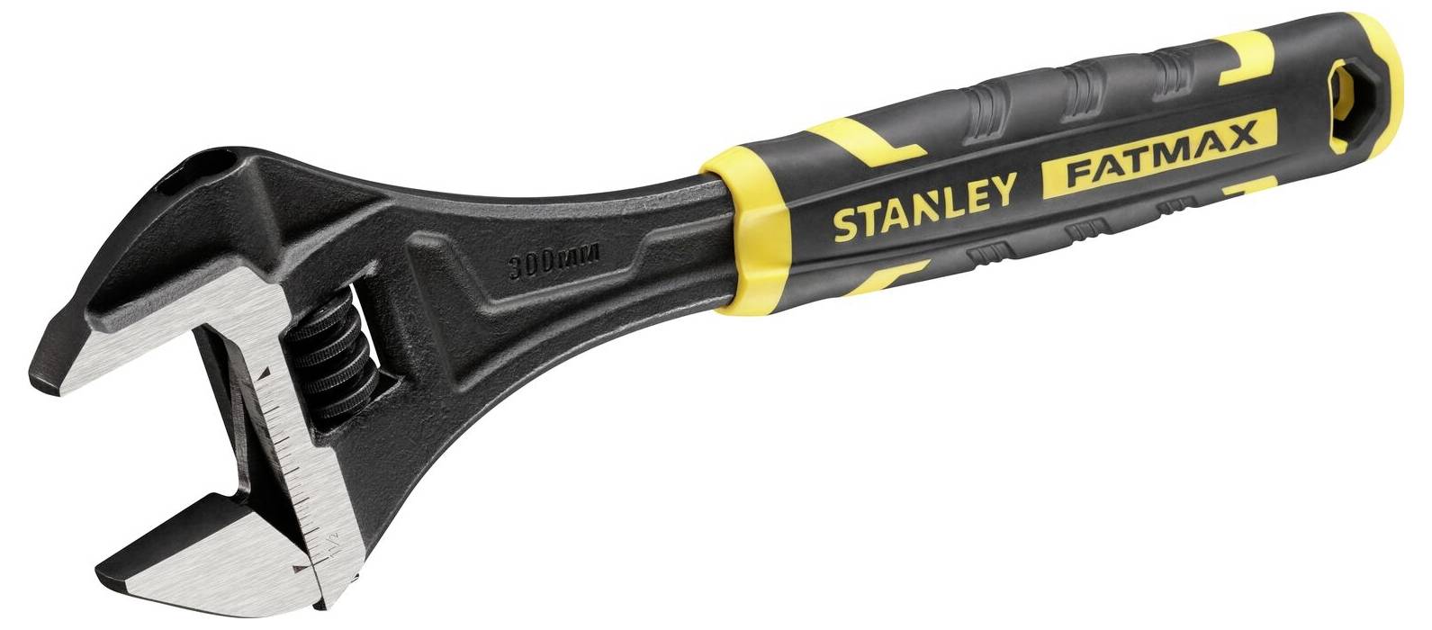 Nastavitelný stavitelný klíč značky Stanley Fatmax, černožluté barvy, s ergonomickou rukojetí pro lepší úchop a přesnost.