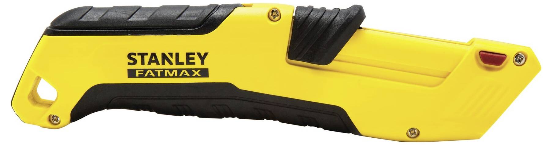 Žluté profesionální utility nože Stanley Fatmax s bezpečnostní aretací a ergonomickou rukojetí, navržené pro přesné řezání.