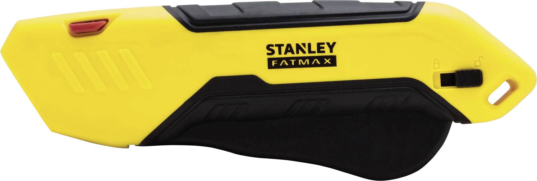 Žluté a černé kobercové řezací nože s nápisem 'Stanley Fatmax'. Ergonomický design pro bezpečné uchopení, vhodné pro přesné řezání.