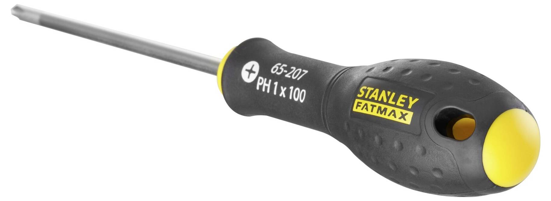 Šroubovák s ergonomickou rukojetí, označený 'STANLEY FATMAX'. Ideální pro přesné práce.