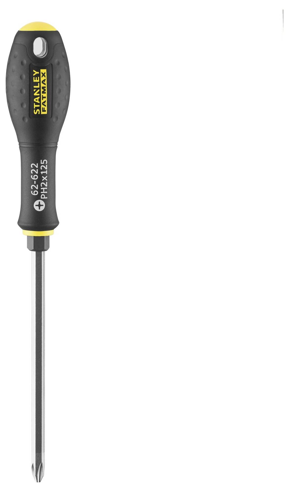 Černý šroubovák se žlutými akcenty a nápisem 'Stanley'.